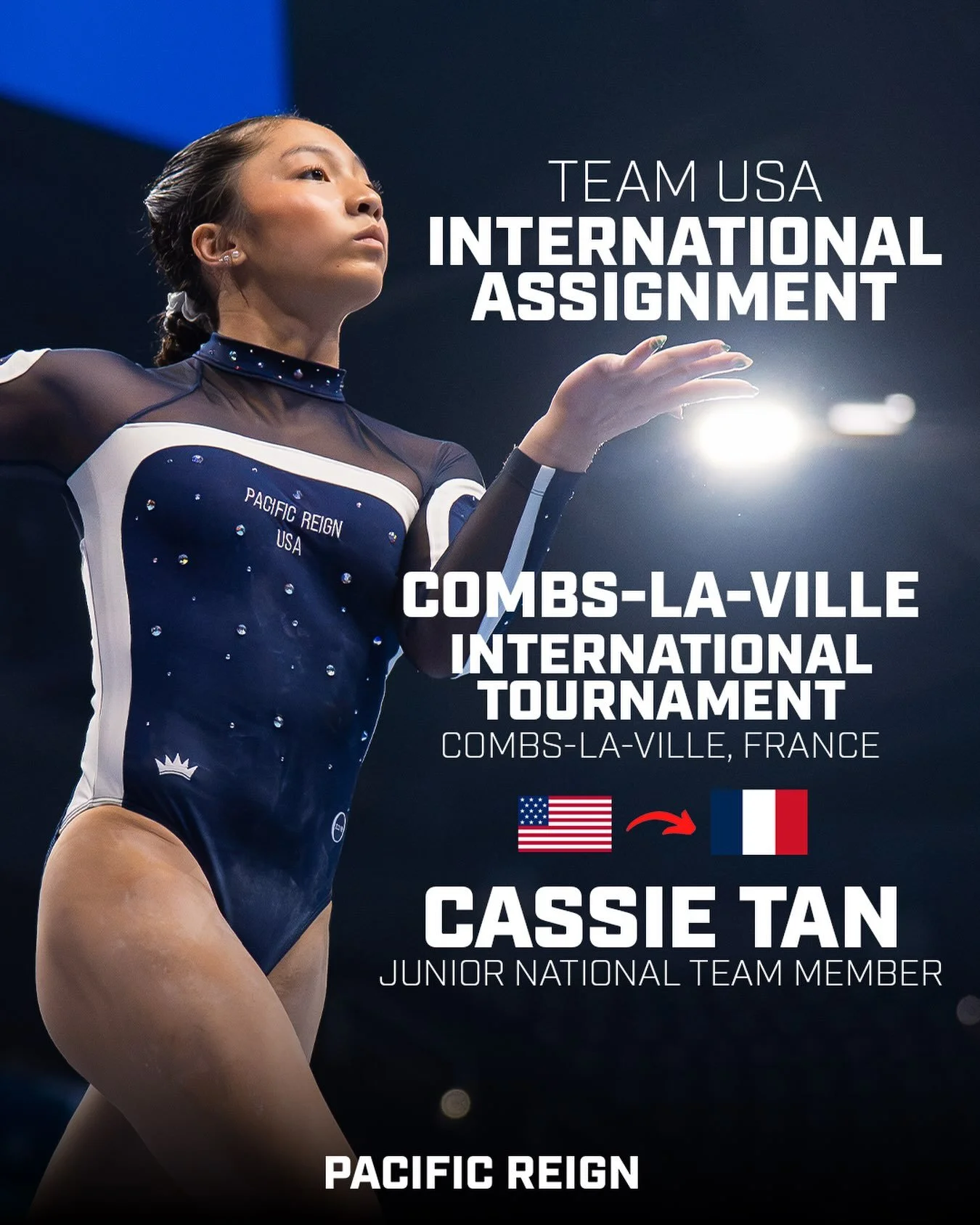 1st International Assignment for Cassie‼️

Following her performance at the 2026 Xfinity U.S. Gymnastics Championships, Cassie Tan has been named to the squad representing the United States at the 2026 Combs-La-Ville International Tournament in Franc