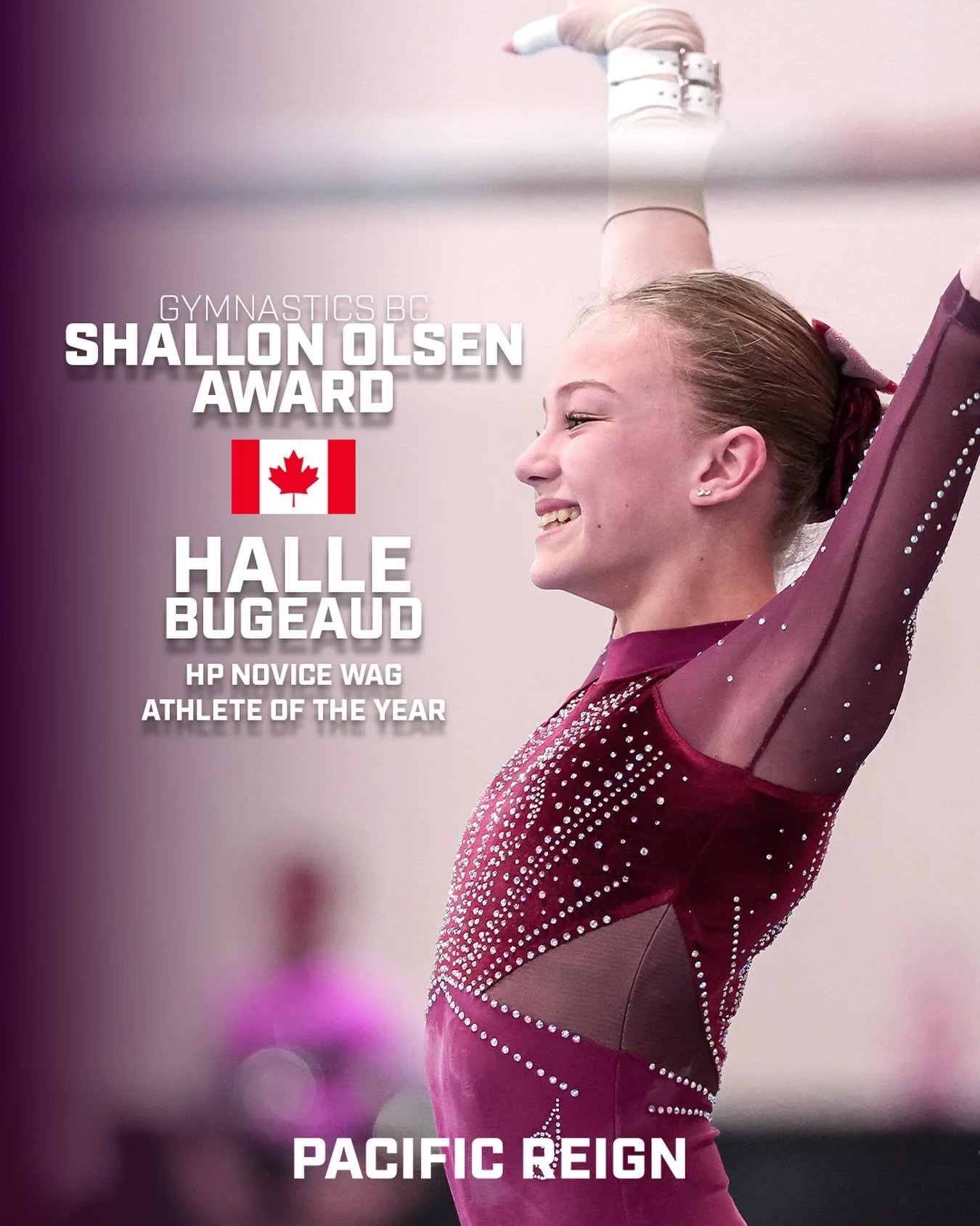 Our very own, Halle Bugeaud, has been awarded the Shallon Olsen Award for the High Performance Novice WAG Athlete of the Year for Gymnastics BC!✨

Congrats @gymbug.halle2031! We are so proud of you!! #Train2Reign👑