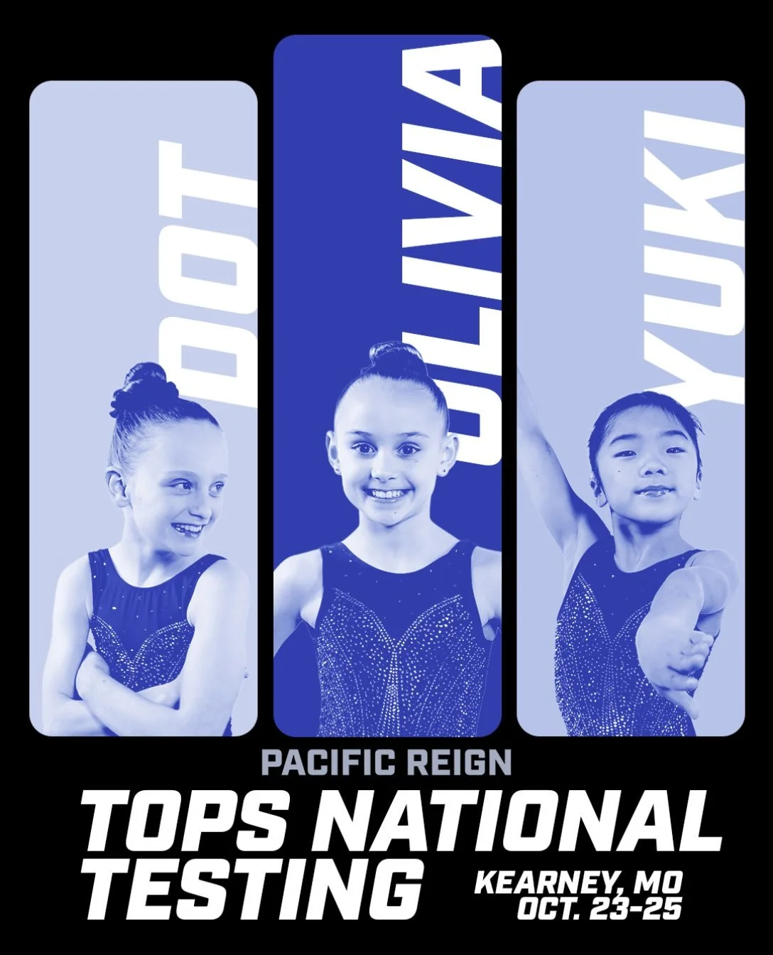 Our three TOPS athletes are in Missouri this weekend showing off their hard work at TOPS Testing! Go show it off this weekend Dot, Olivia and Yuki! We are so proud of you!✨

#Train2Reign👑 | @usagym