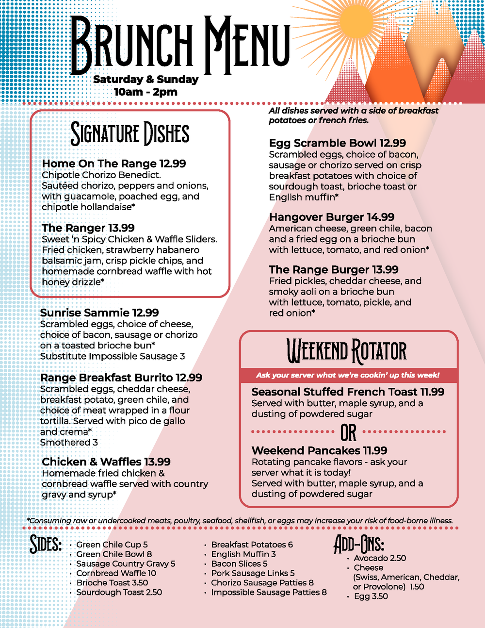 Brunch Menu — Front Range Inn | Lakewood CO