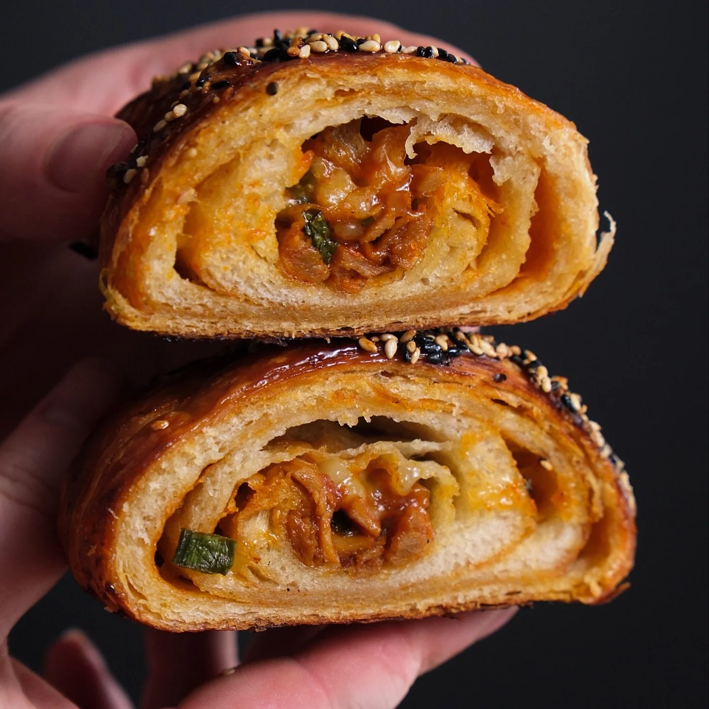 GOCHUJANG CHICKEN &amp; CHEESE CROISSANT 💥

Flaky croissant layers filled with gochujang sauce, melty cheese, spring onion and gochujang marinated plant-chicken. Finished with crunchy sesame seeds ❤️

Our new menu starts tomorrow and we can&rsquo;t 