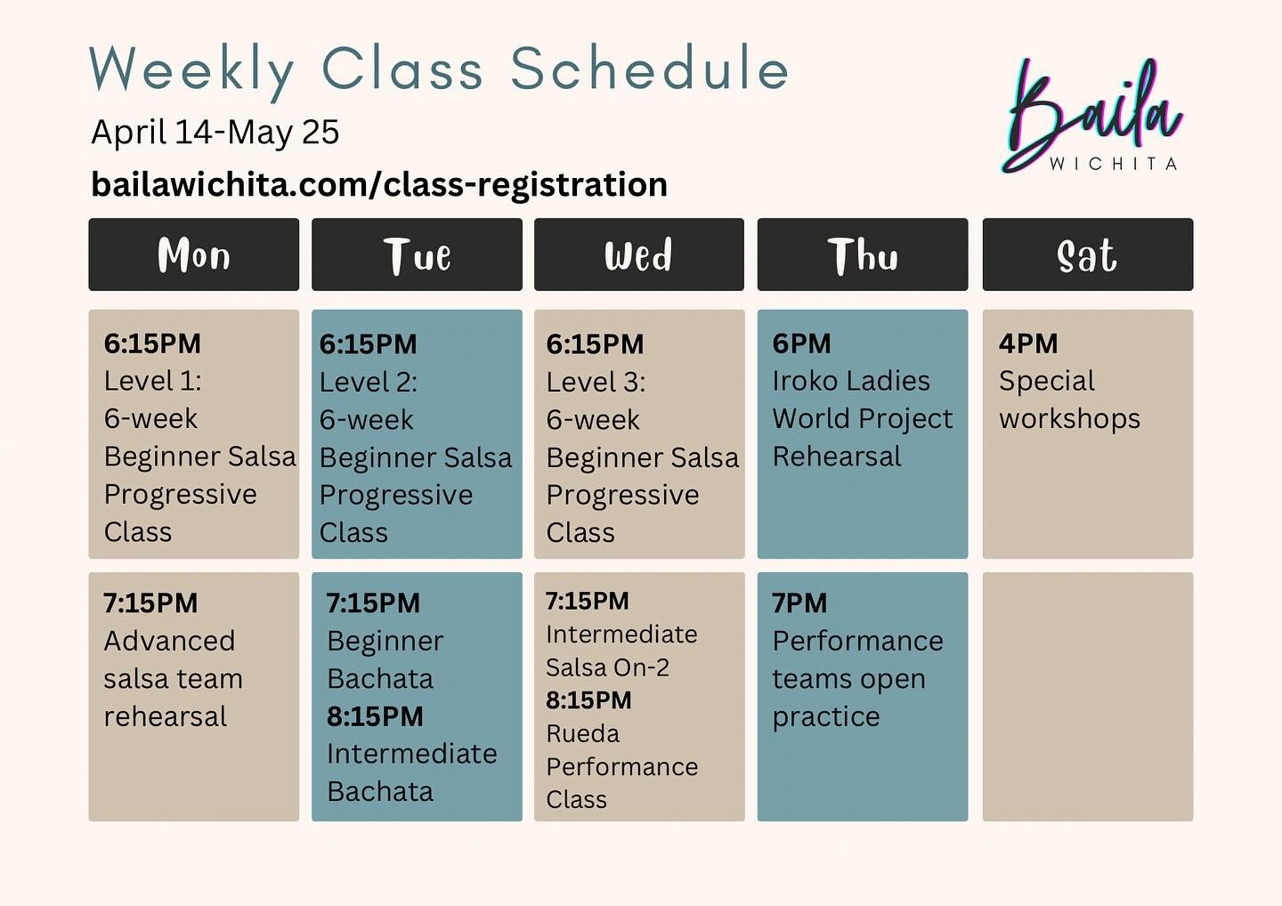 Here&rsquo;s our updated weekly class schedule!