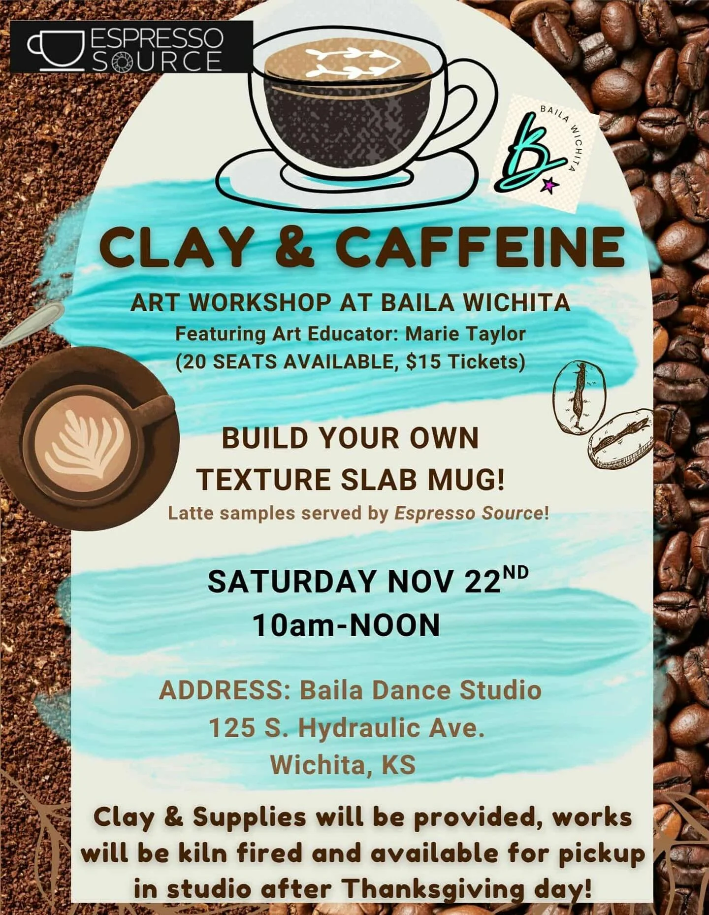 🚨UPDATE: This event is officially S0LD 0UT!

☕️ BUILD YOUR OWN MUG ☕️
We are bringing you another art class next month! Art educator Marie Taylor will guide you through the process. Mugs will be kiln fired and ready for pickup after Thanksgiving day