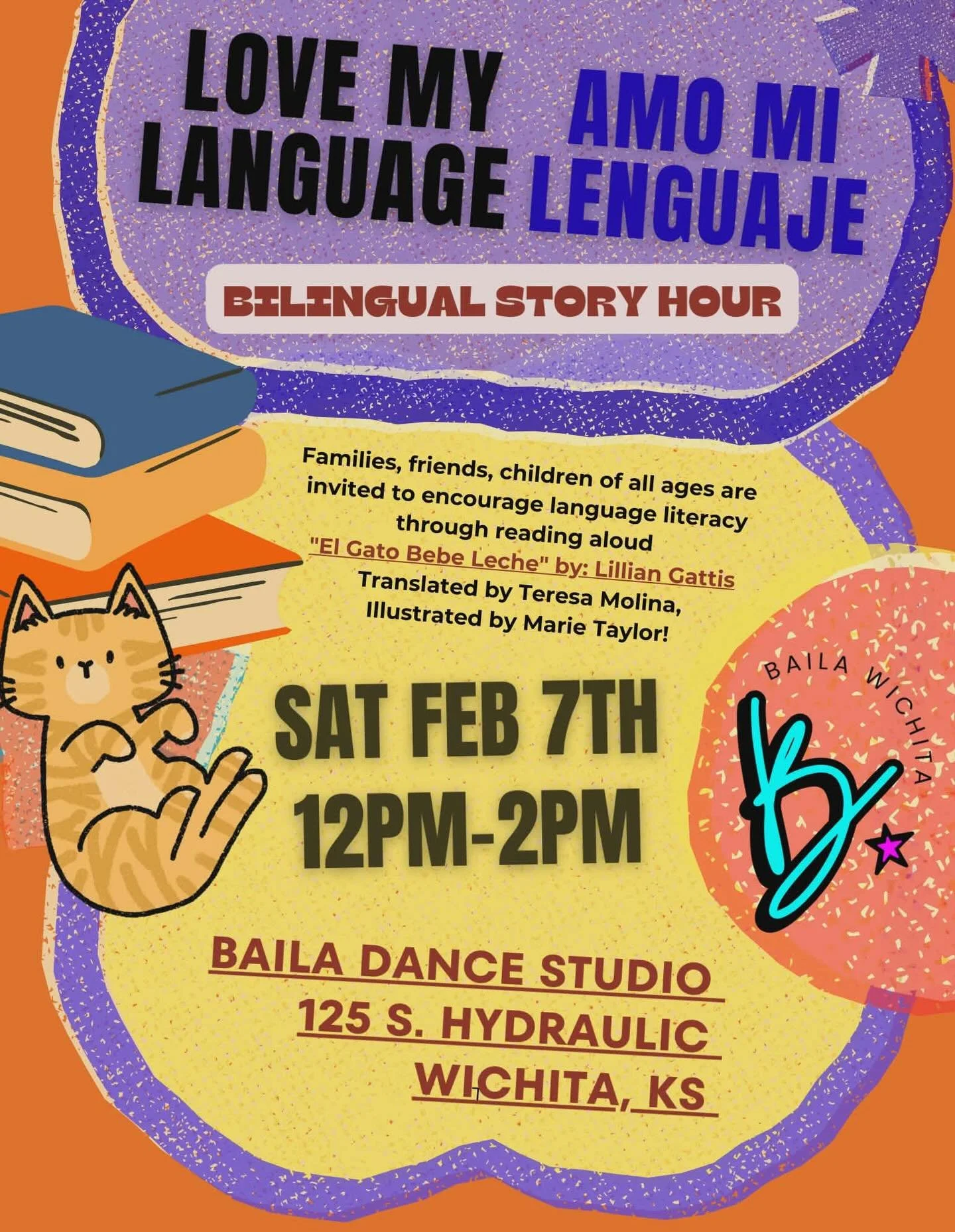 We are so excited to offer a FREE event for kids! Join us on Saturday, February 7th for a bilingual read along of &ldquo;El Gato Bebe Leche&rdquo; with Marie Taylor and Teresa Molina! Get the wiggles out with a free youth dance lesson with Baila Wich