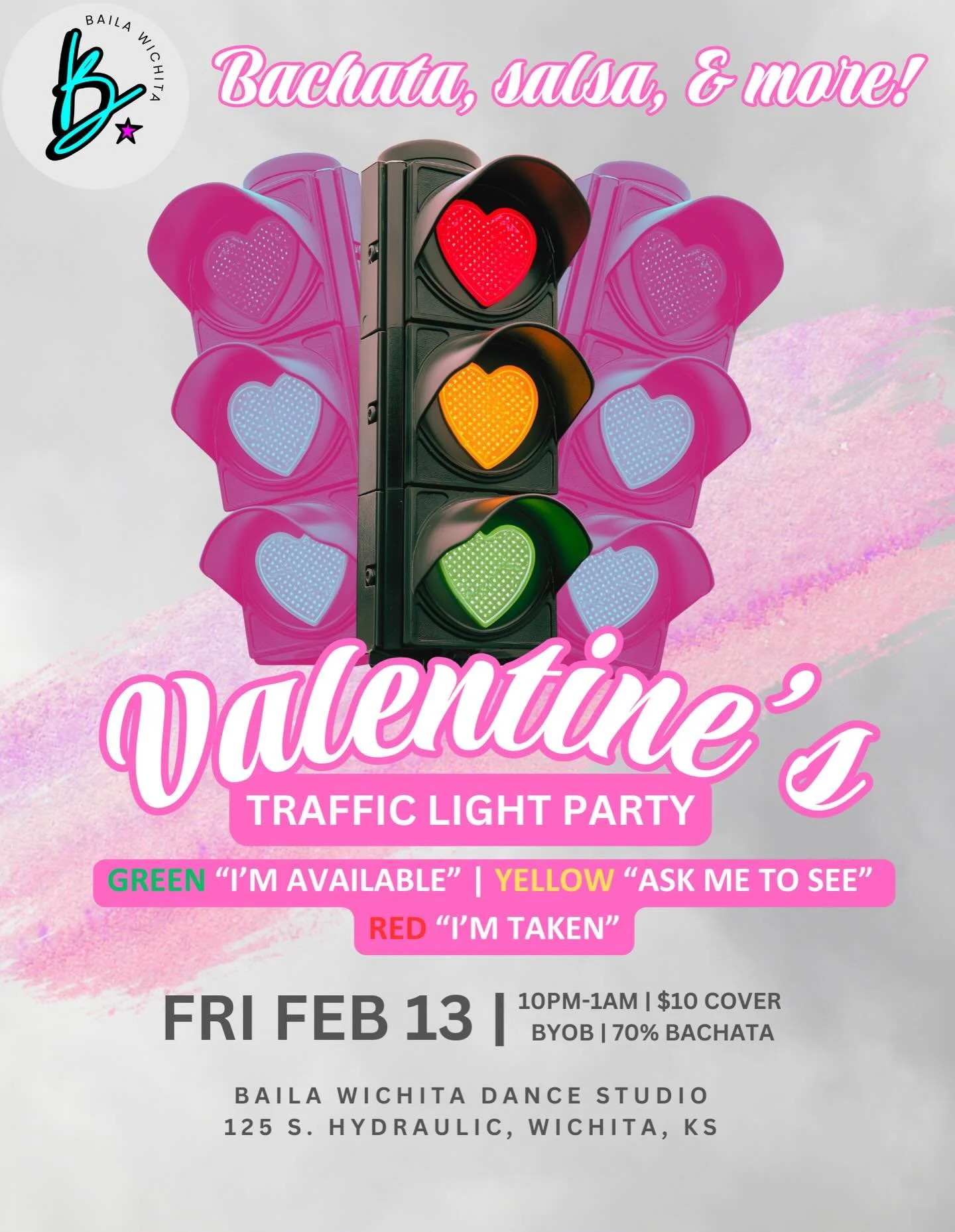Our next monthly studio social is FRIDAY, Feb. 13th! For Valentine&rsquo;s Day, we are spicing things up with a Traffic Light theme 🚥 

Dress in the color that matches your status:

💚 &ldquo;I&rsquo;m available&rdquo;
💛 &ldquo;Ask me to see&rdquo;