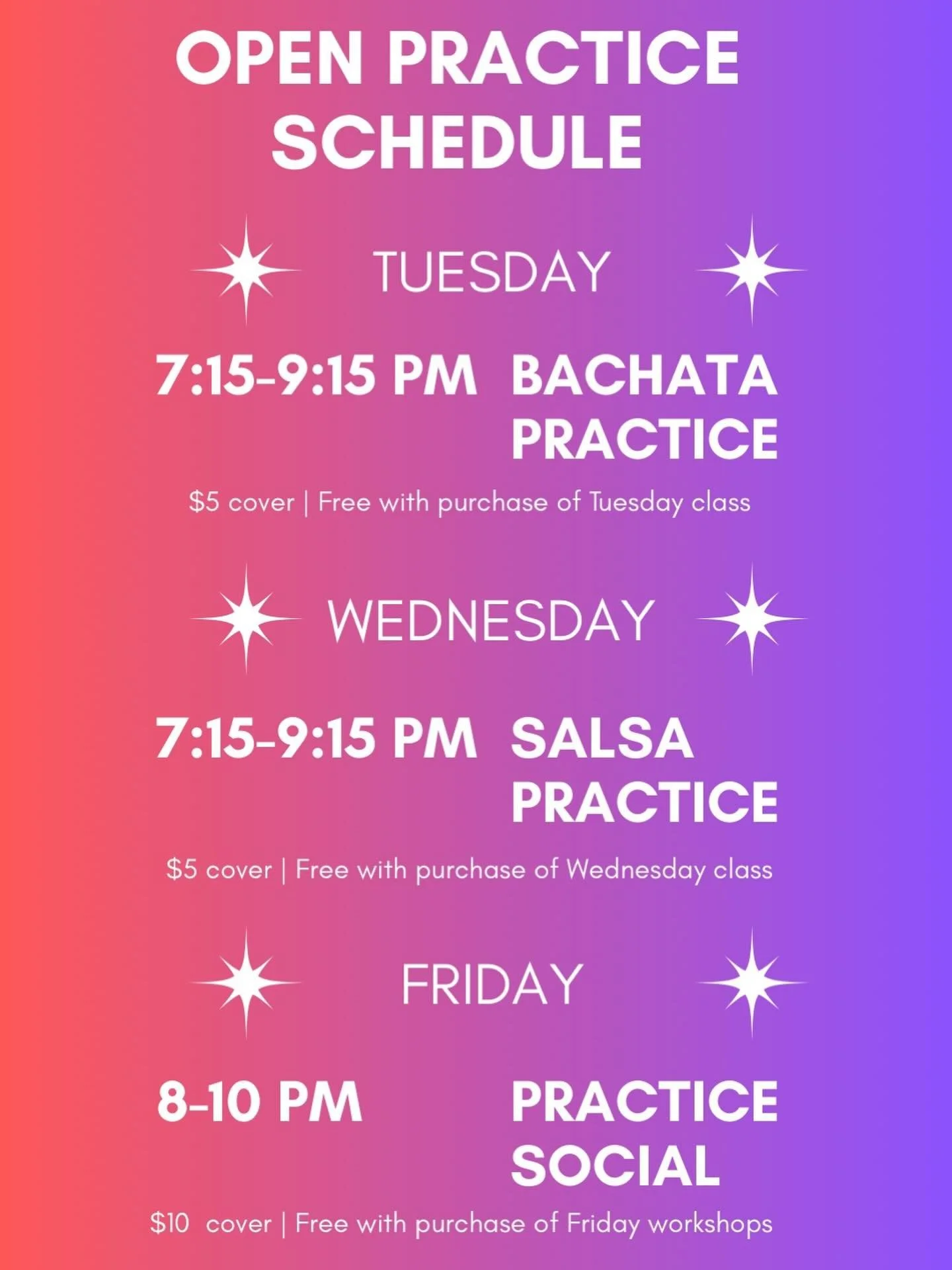 You asked for more opportunities to practice, and we listened! We are offering our students 5 hours of open practice at our studio WEEKLY starting in March!