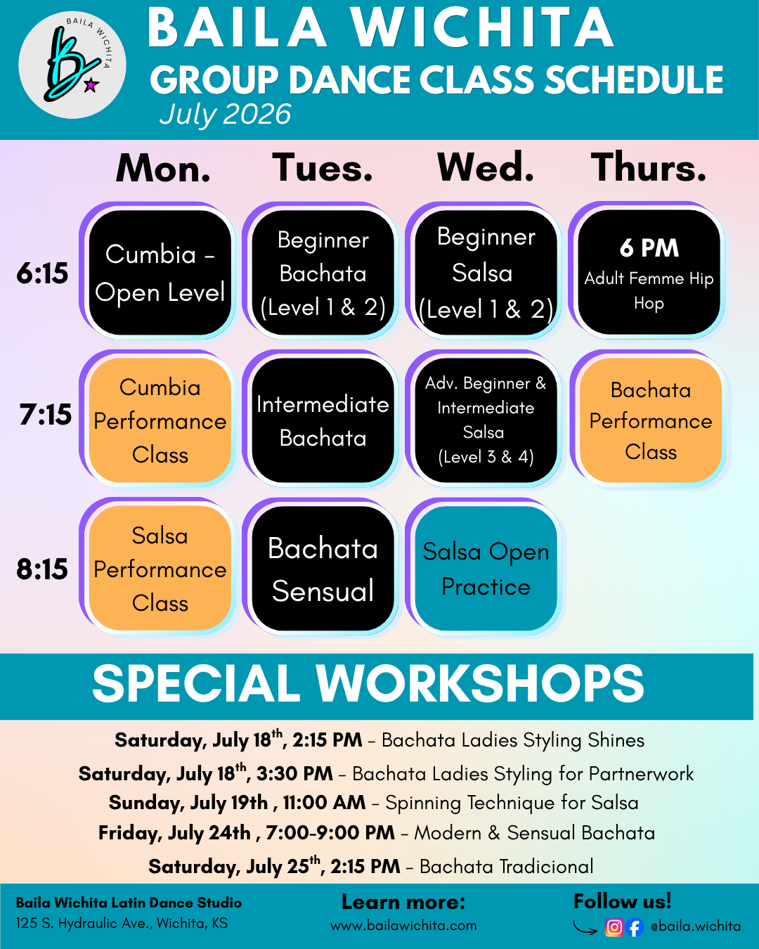 Dance with us this Summer at one of our classes or workshops!