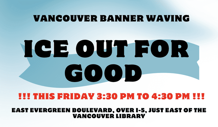 Banner Waving Over I-5: No War In Iran!