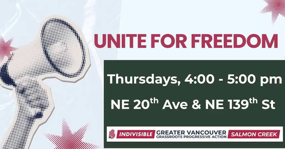 Image of a loudspeaker with event details for Unite For Freedom