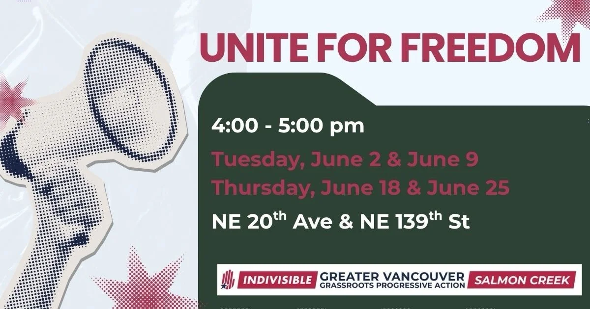 Image of a loudspeaker with event details for Unite For Freedom