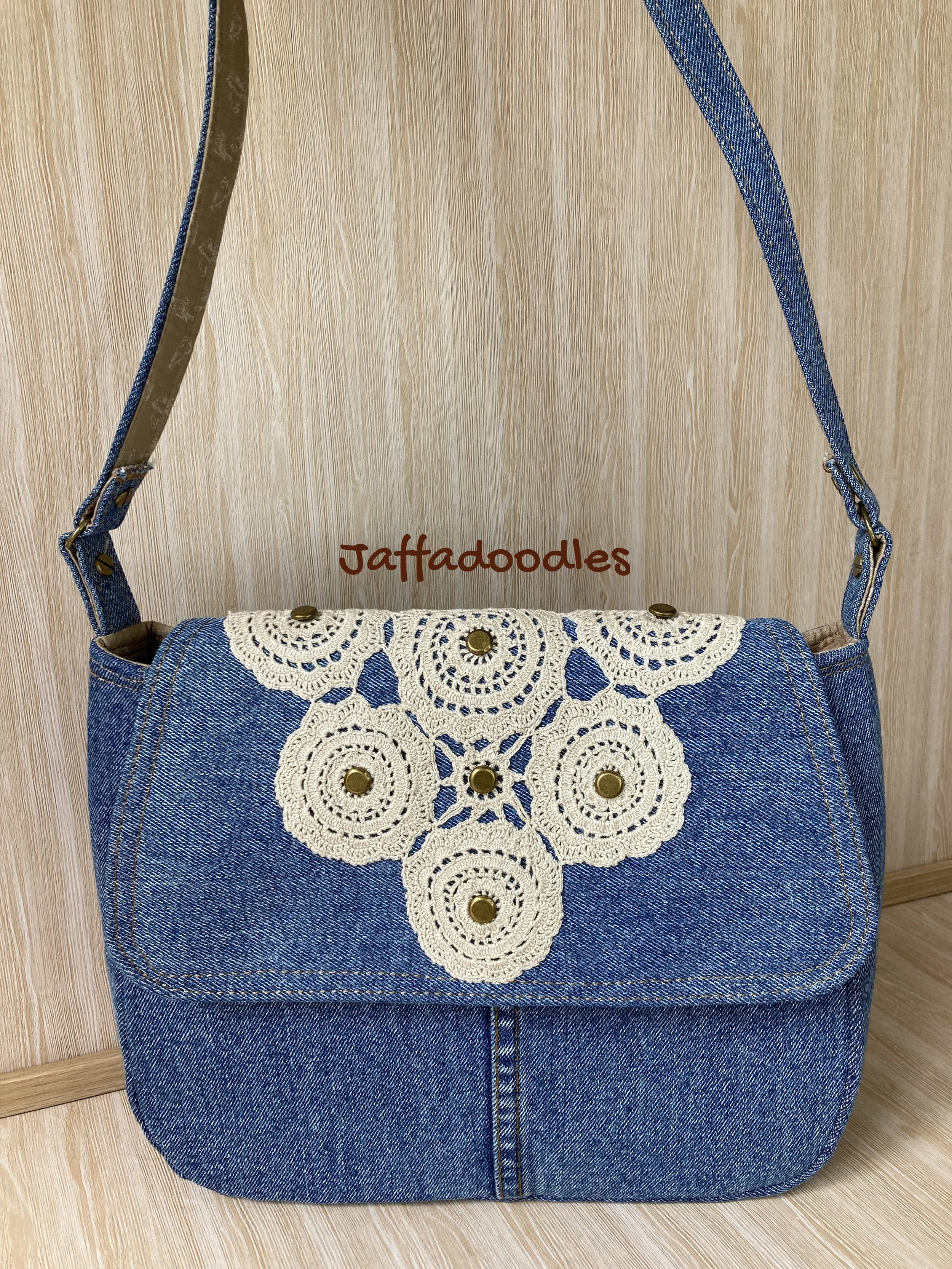 Denim doily satchel