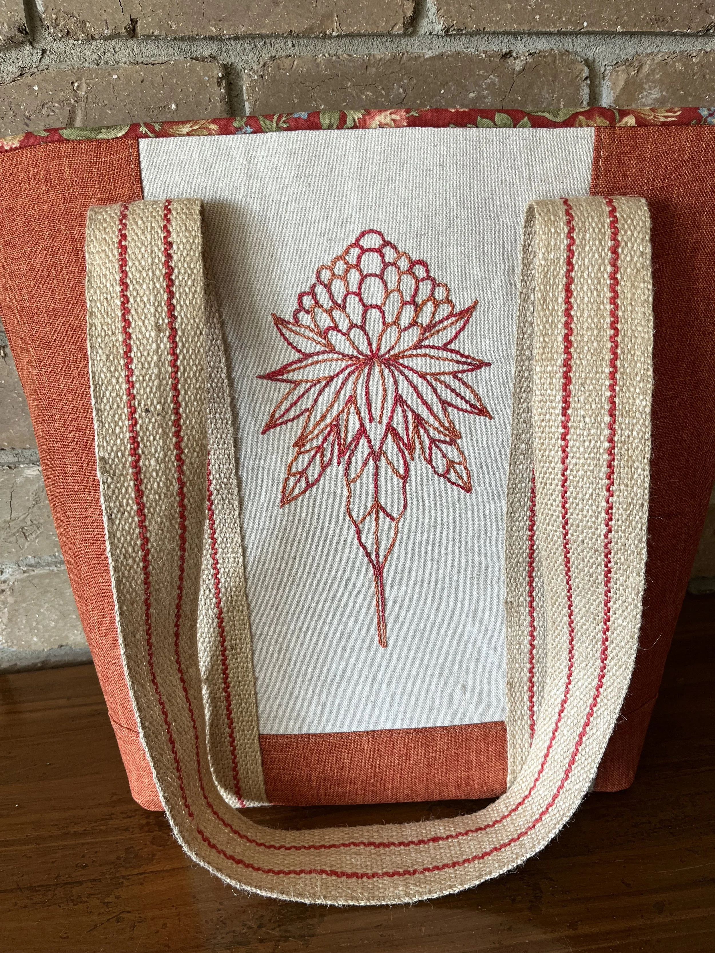 Waratah embroidered tote.