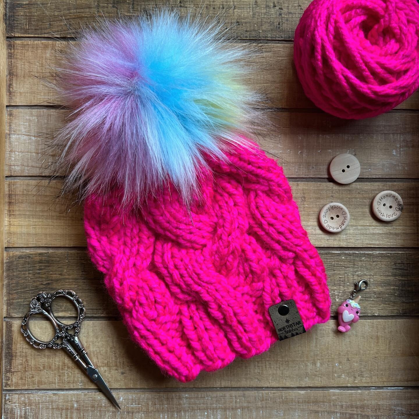 Here to add a little color to your day🦄
This little 6-12 month beanie will be available in my shop soon 
✨Faux  Fur Pom Announcement✨
This season is hitting fast, for those new to my shop. 
Once I hit a certain amount of orders I shut Poms down, cat