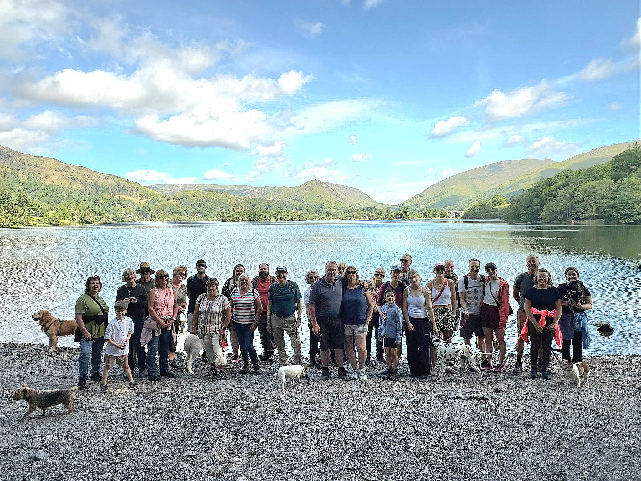 This years memorial walk around Grasmere in the Lake District consisted of 13 Parties of 30 walkers, 9 dogs, sunshine and over 8000 steps.