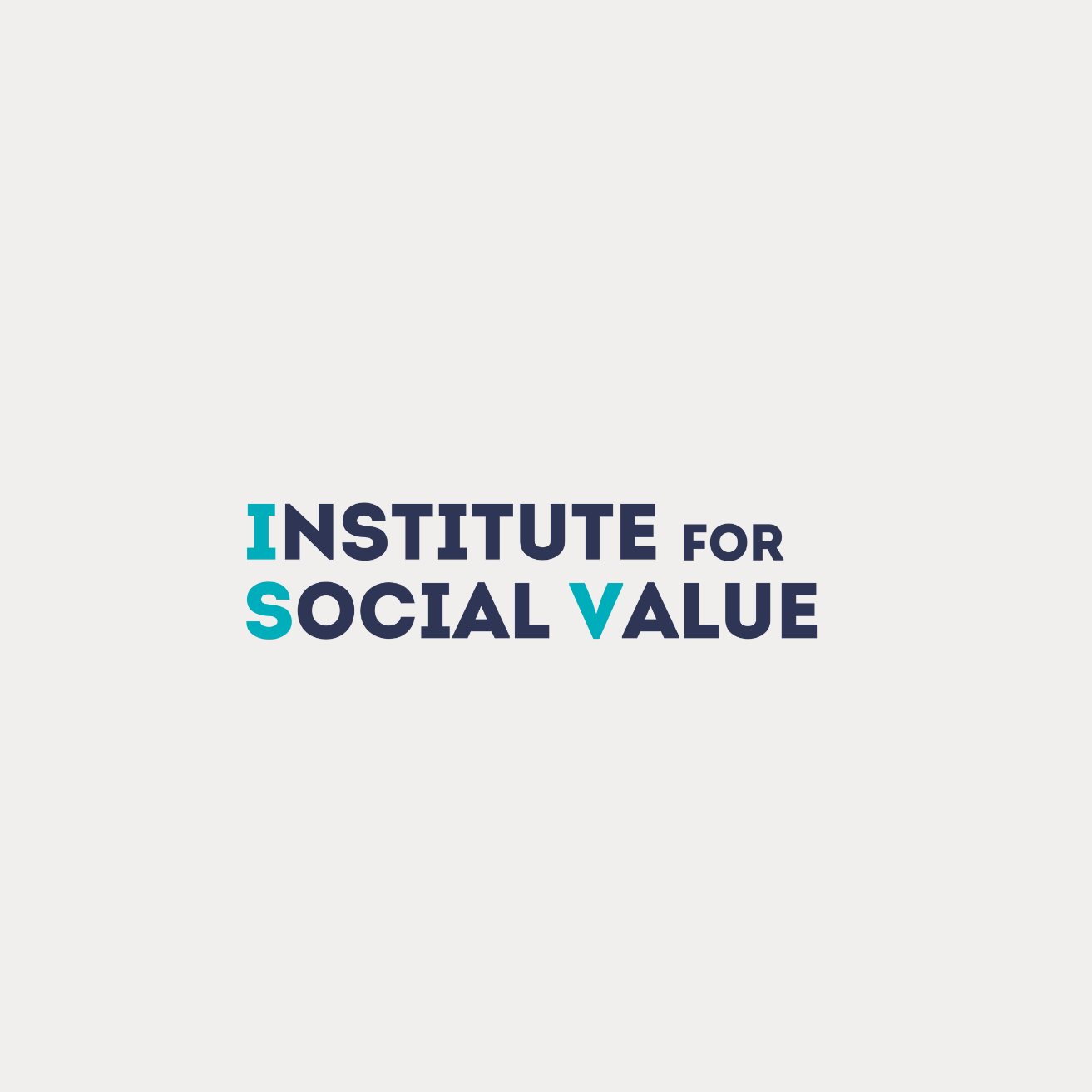 Logo for the Institute for Social Value, with the initials ISV in turquoise and navy blue, and the full name beneath in a modern font.