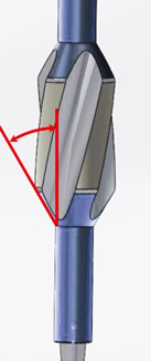 Illustration of a drilling stabilizer blade taper angle.
