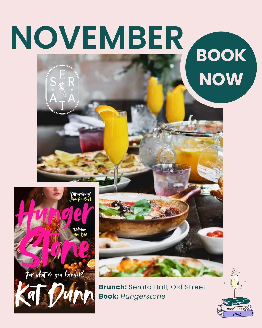 November is bringing a little spookiness to your brunch plans 👻📚 
Join us at Serata Hall, Old Street on Saturday 8 November for a bottomless brunch with DJs, cocktails, and the kind of vibes that has been described as like 'meeting girls in the to
