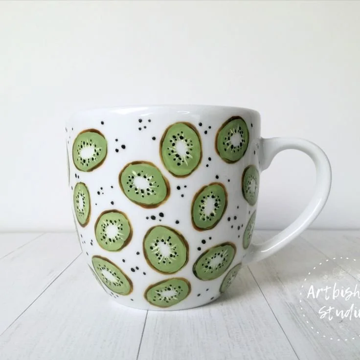 Hand painted coffee mugs fruit kiwi pattern porcelain painting.jpg