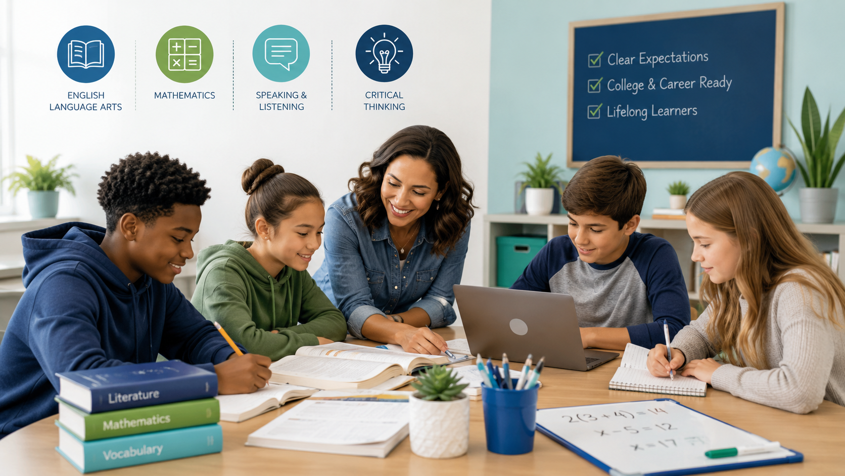 Group of homeschooling students working on assignments