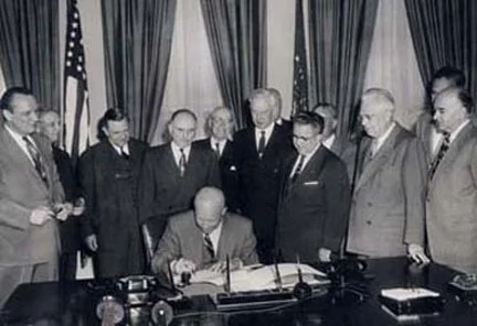 President Eisenhower signing the U.S. Highways Act