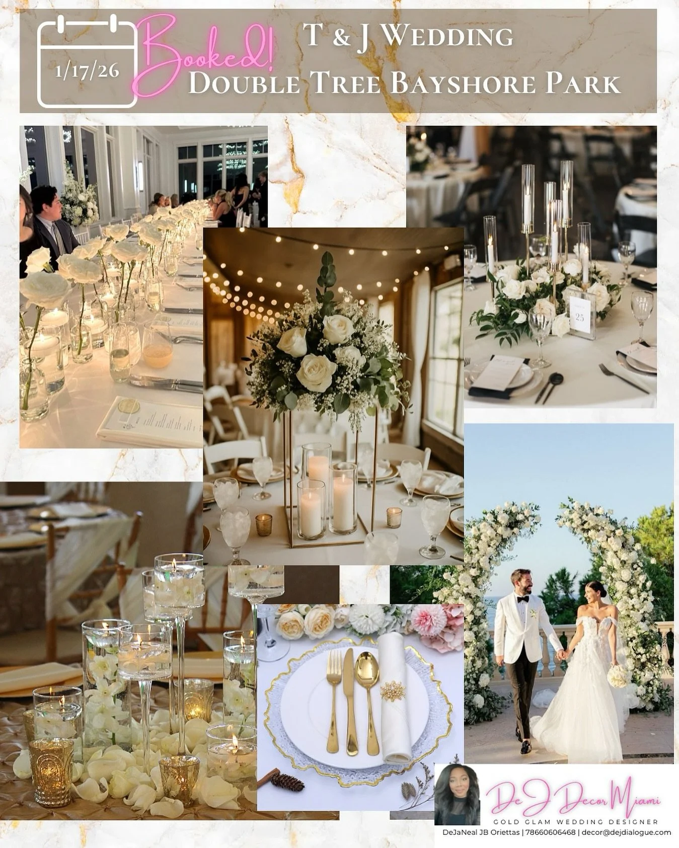 Ecstatic for the Classic Elegance Wedding at the @doubletreegrand.weddings 1/17/26 for T & J π₯°πππ½ 
#LuxuryWeddingFlorals 
#WeddingPlanningMiami 
#FloridaBrides 
#LuxuryForLess 
#FloridaDecorator 
#DeJDecorMiami 
#BridesOfInstagram 
#WeddingF
