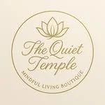 Logo for The Quiet Temple with a flower design and elegant text.