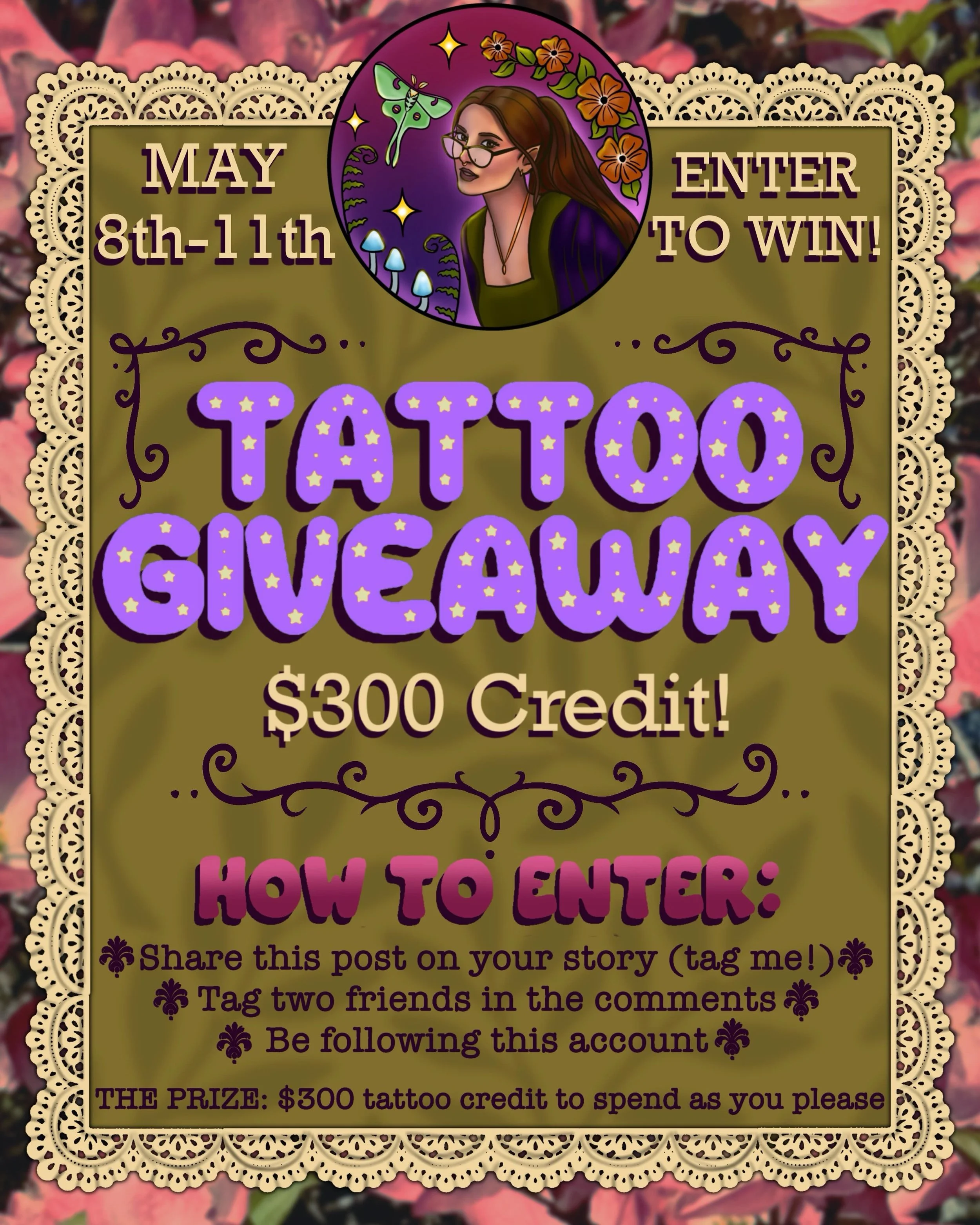 ✨$300 TATTOO GIVEAWAY✨

⬇️DETAILS!!!⬇️

It&rsquo;s time for the 2nd anual giveaway to celebrate the anniversary of my tattoo licensure! The prize is $300 credit towards a tattoo! You can use it how you wish! As a gift for someone, or maybe two small 
