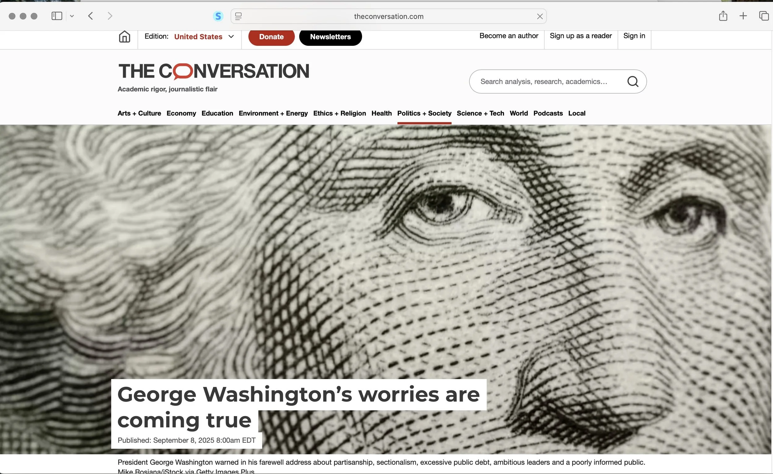 George Washington’s Warnings Materialize