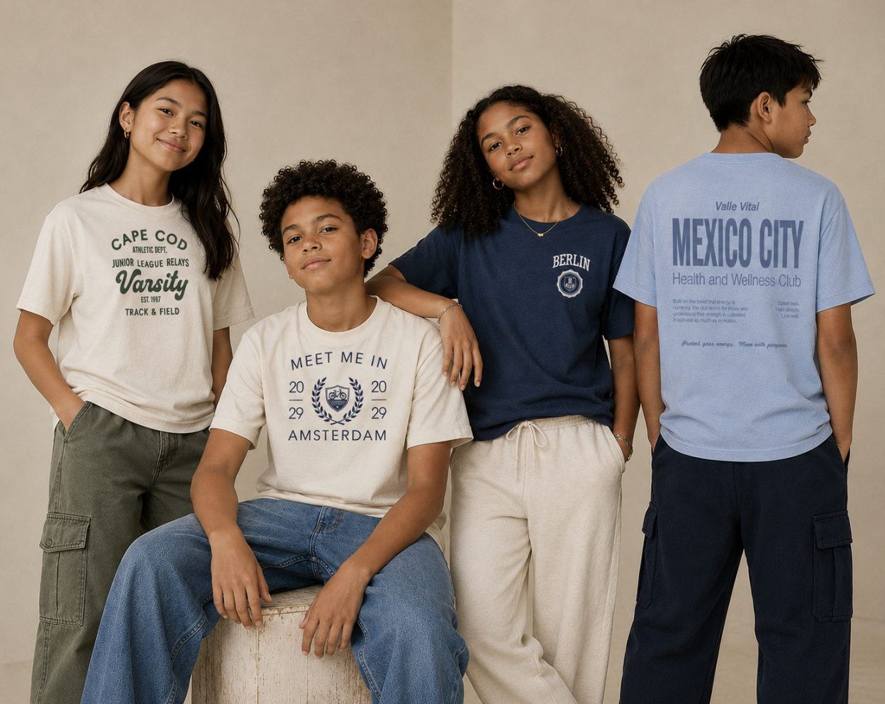 Target - Kids Graphic Design for Apparel. Original graphics on AI generated models