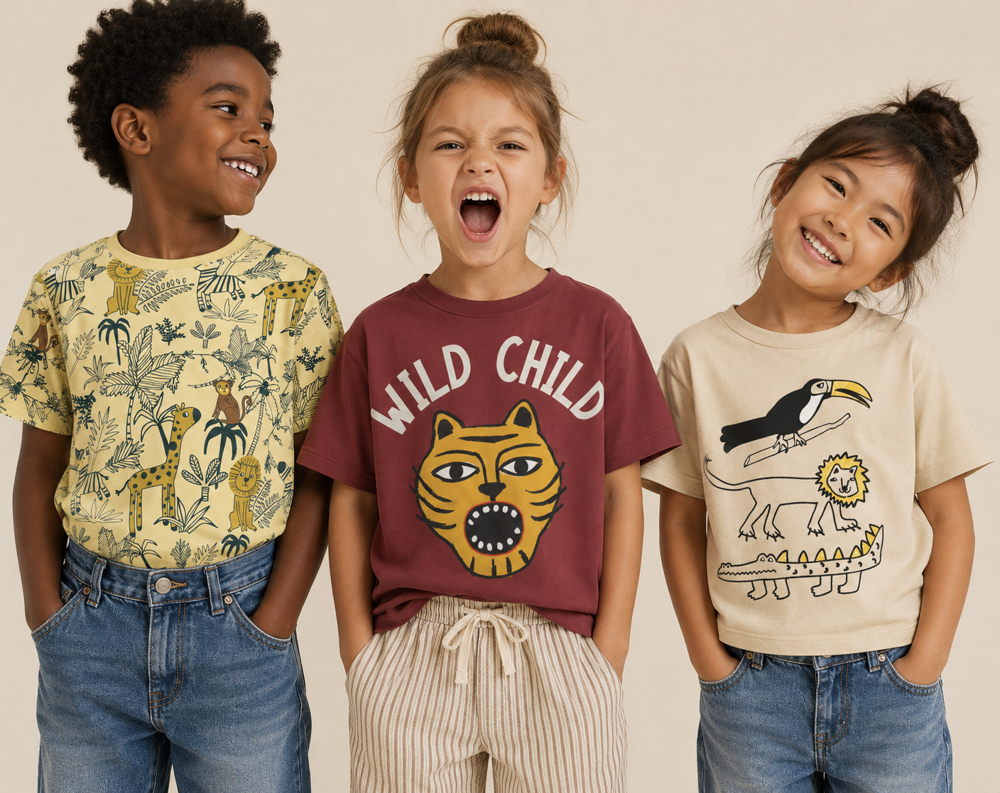 Target - Kids Graphic Design for Apparel. Original graphics on AI generated models