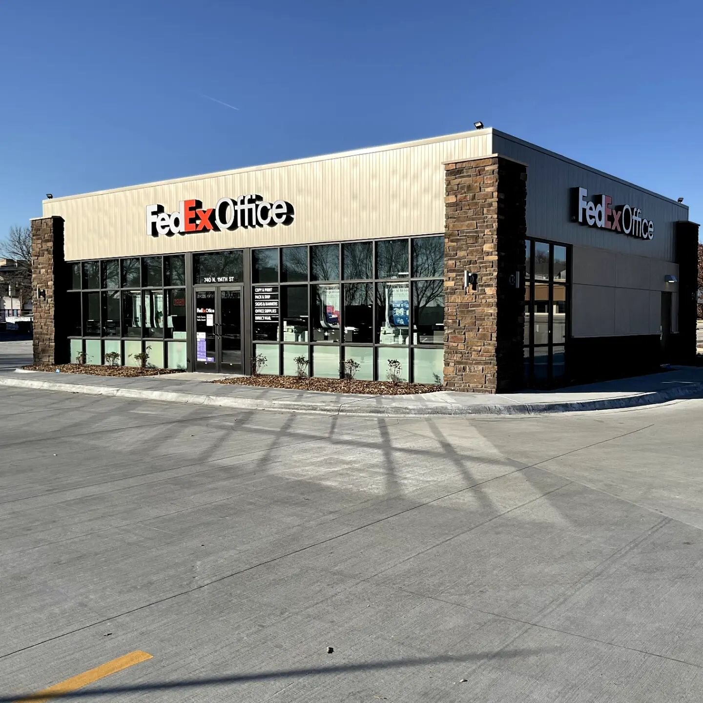 Earlier this year we completed this new FedEx location in Miracle Hills Park Shopping Center off of 114th and Dodge St...this one of three first of many changes coming to this Shopping Center