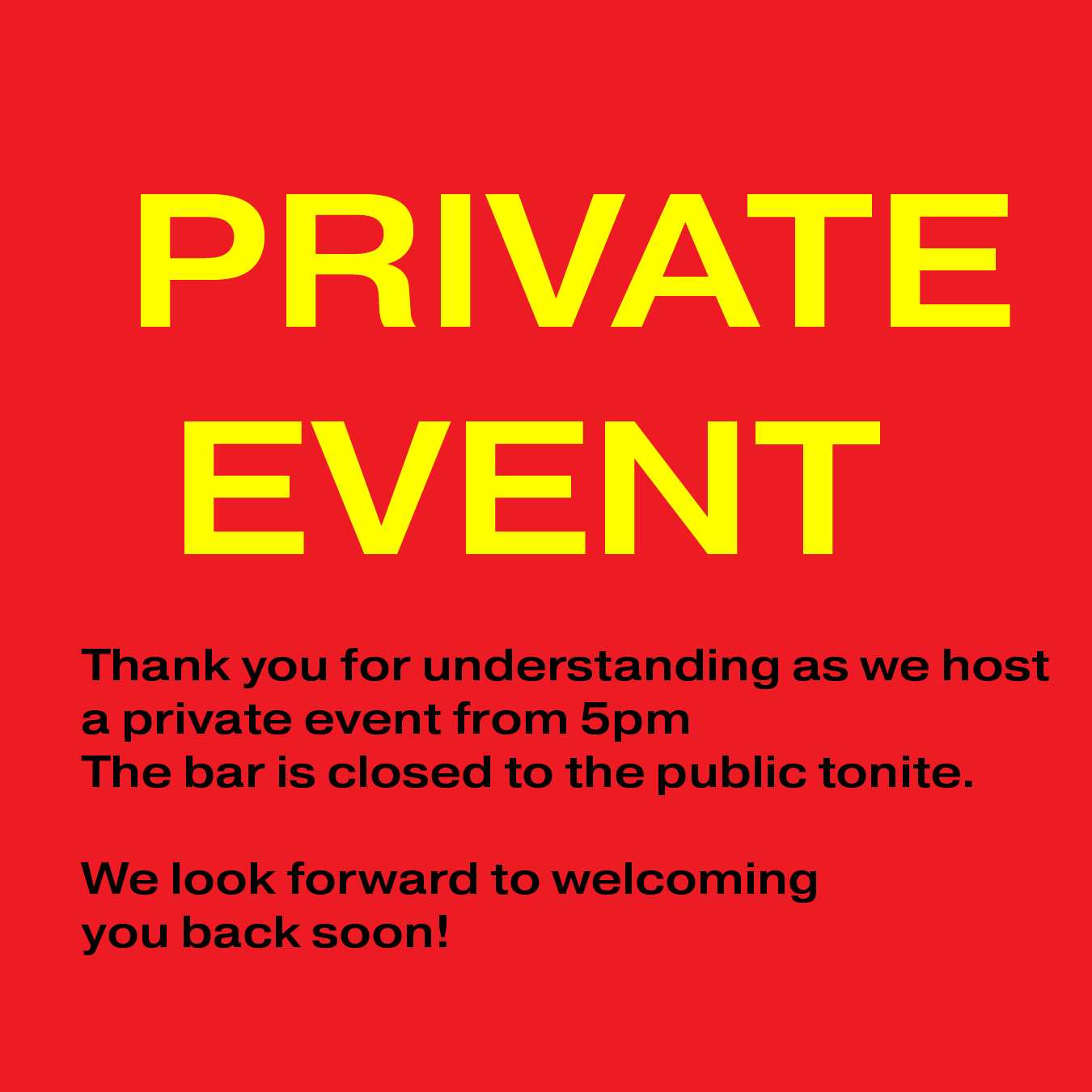 Private Function (Closed to Public)