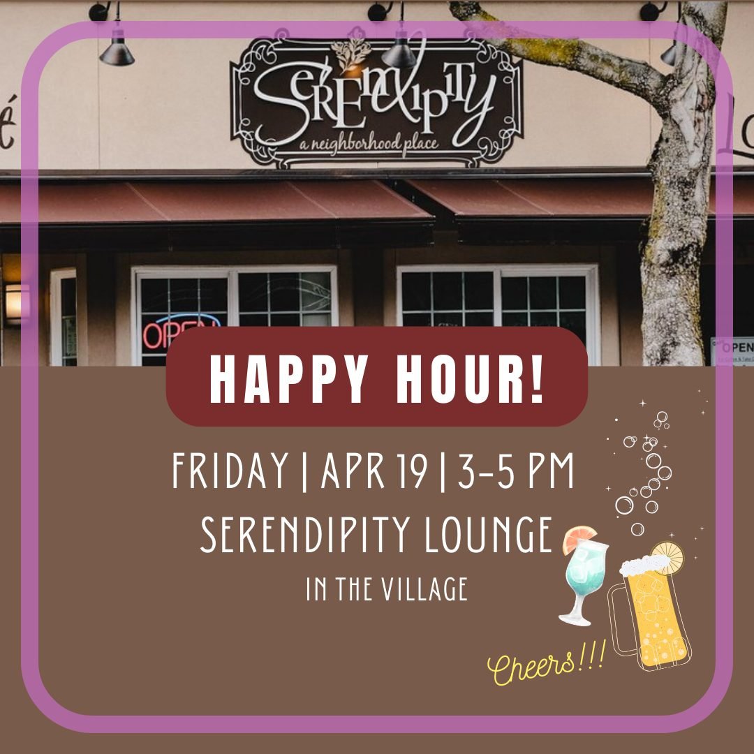 This Friday, don't be 🟦 -- meet us at the Serendipity Lounge for Happy Hour!
Stop by to say &quot;Hi&quot; or stay the whole 2 hours, plus more for an early dinner! No need to book; just show up. 
Happy Hour takes place every 3rd Friday of the month