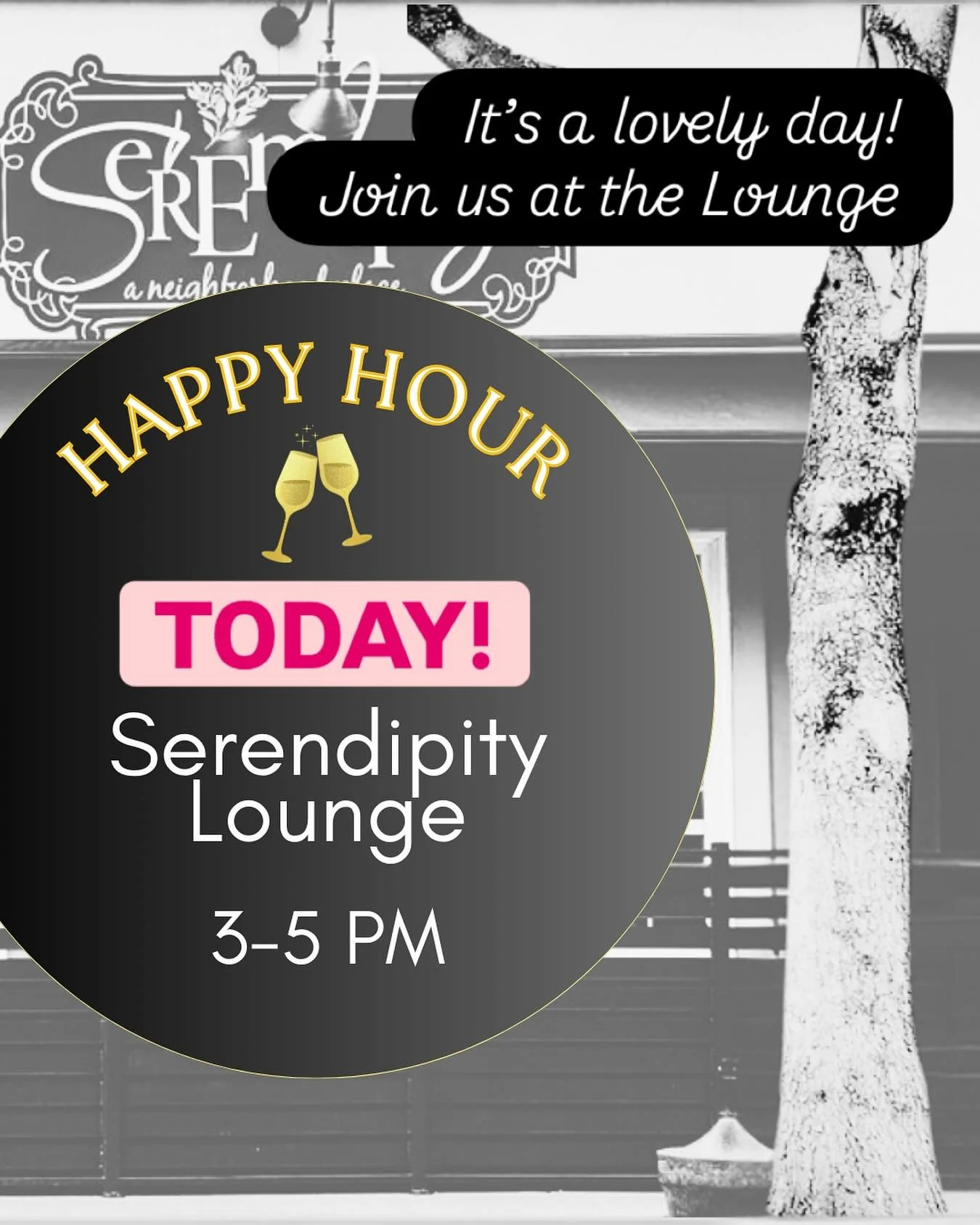 Happy Hour is every 3rd Friday of the month &mdash; this month  @serendipitycafeandlounge 
Stop by to say &ldquo;Hi&rdquo; or stay the whole 2 hours! 
.
.
.
#tgif #happyhour #fridayhappyhour #weekend #yogacommunity #notjustyoga #neighborhoodbar #loca