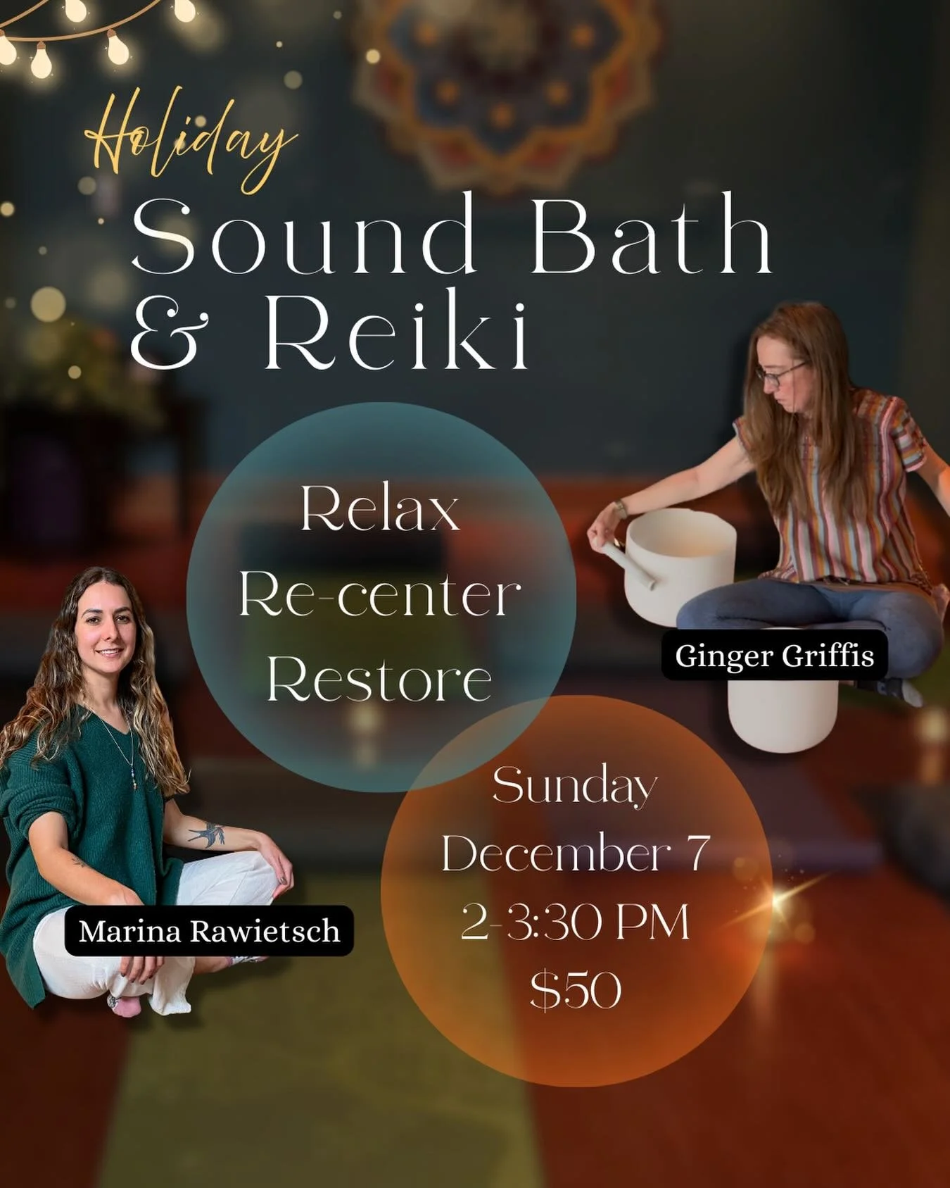 This Sunday! Find peace and stillness amid the busy and stimulating holiday season in a healing stream of Reiki and crystal and vocal vibrations. 
Book your spot today: https://www.studiobookingonline.com/magnoliayogaandhealingarts/workshop.html
👉🔗