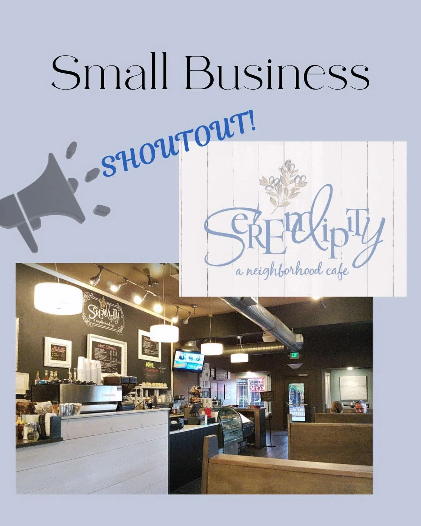 Today, our small/local business spotlight is Serendipity Cafe and Lounge!
Serendipity has been feeding breakfast, lunch and dinner to families in Magnolia and beyond since 2008; the Lounge hosts our yoga happy hours on the third Friday of every other