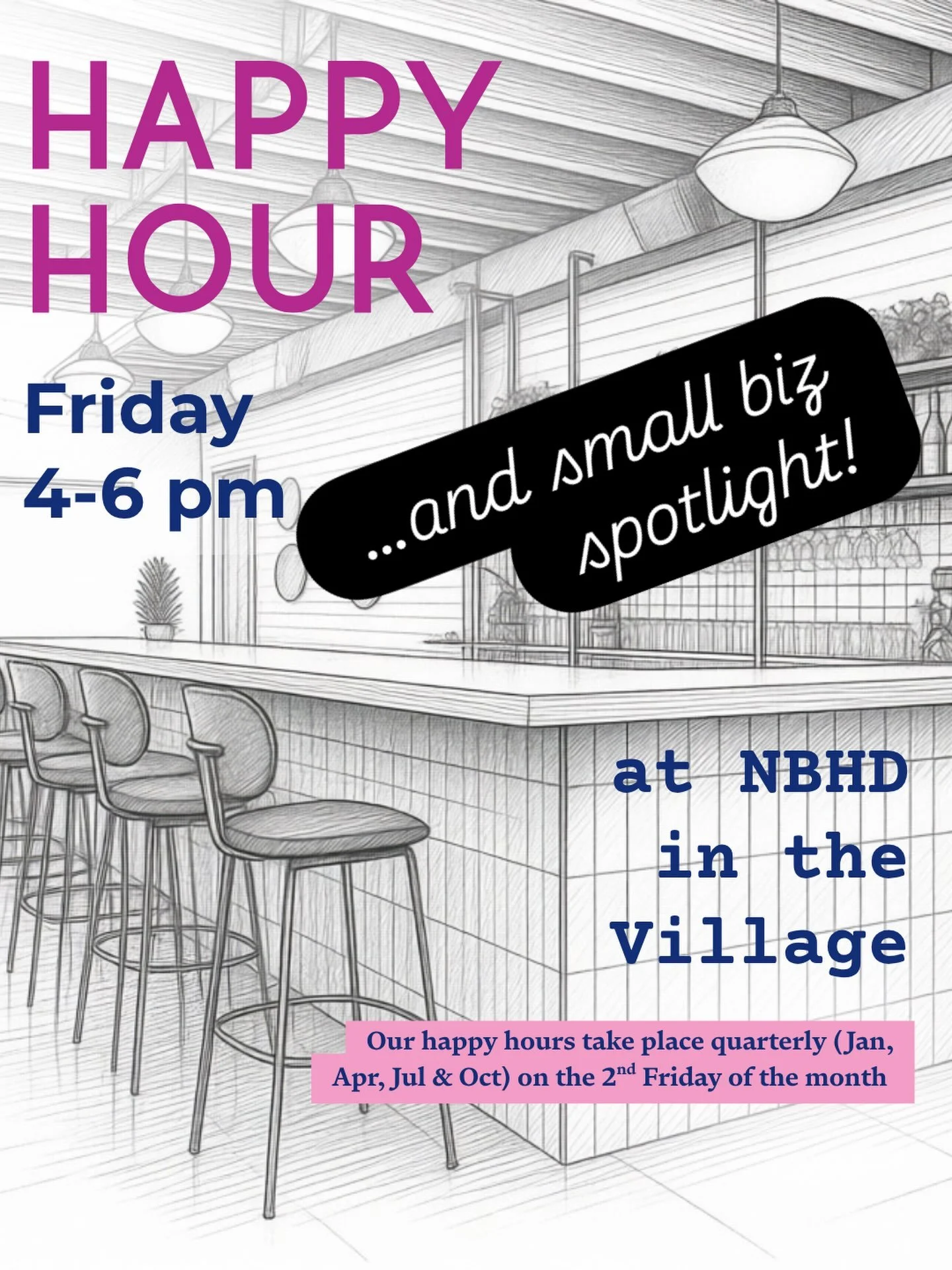Our featured local business spotlight is Magnolia&rsquo;s newly opened wine bar, nbhd.
It also happens to be our new quarterly Happy Hour location!
Nbhd is the long-awaited wine bar that&rsquo;s been welcoming a steady stream of locals into its light