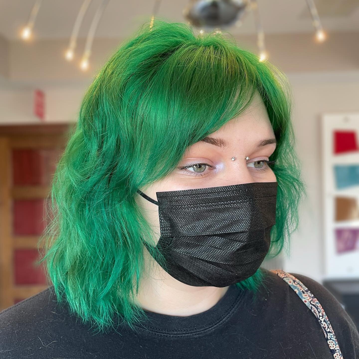 Absolutely love the way this hair color looks with Lark&rsquo;s eyes 😍💚

My first availability for Fantasy color is in June, so if you&rsquo;re looking for fun summer hair, fill out an appointment request form today.