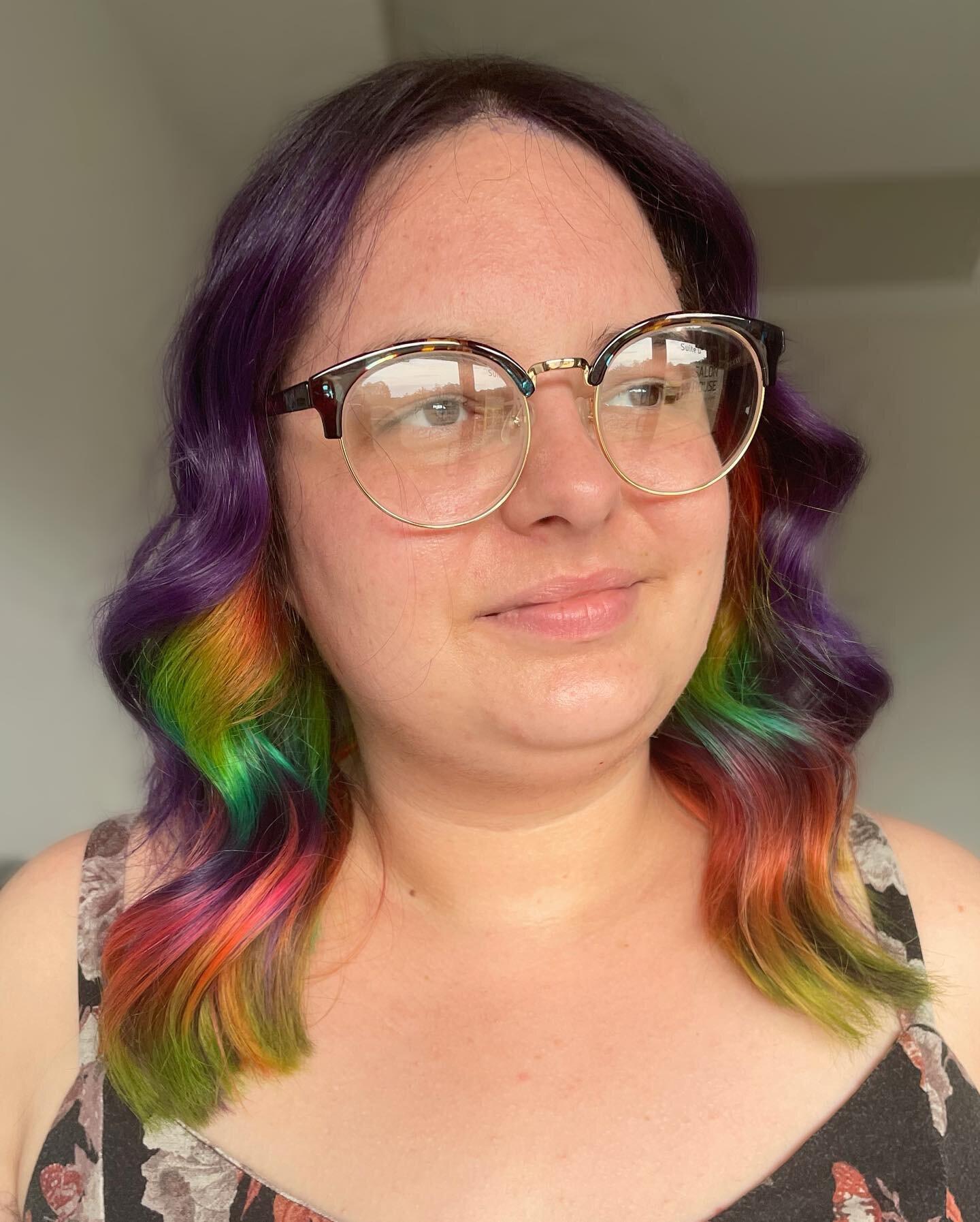 Nothing beats rainbows!!

Fun fact: I only colored Jenna&rsquo;s hair twice last year. A full bleach and vivid application in the spring, and a vivid refresh without bleaching in the fall. Her hair never looks faded though because she takes Excellent