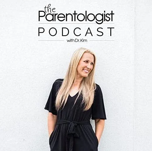 The Parentologist Podcast cover featuring text and a woman in a black dress.