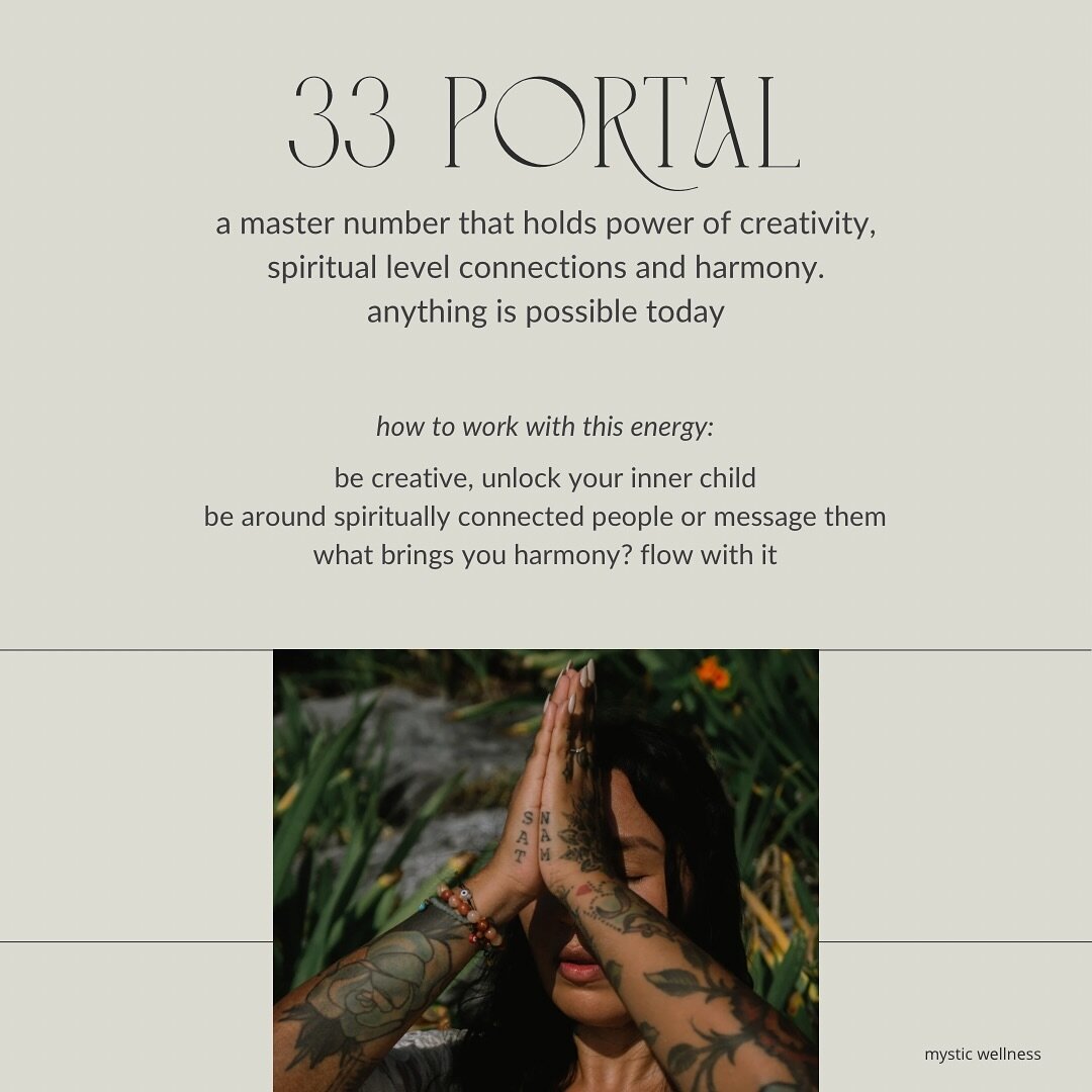Welcome 3.3 portal 🪞🌀

What can you do to harness this energy? Some practical tips 👇🏽 

- work with your creativity, what would your inner child want to play with?
- who are you spiritually connected to? be around them, energetically or physicall