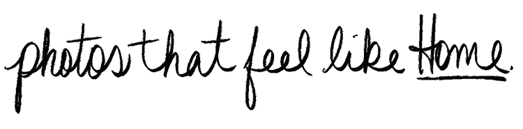 Text that reads 'Photos that feel like home' written in black on a dark background.