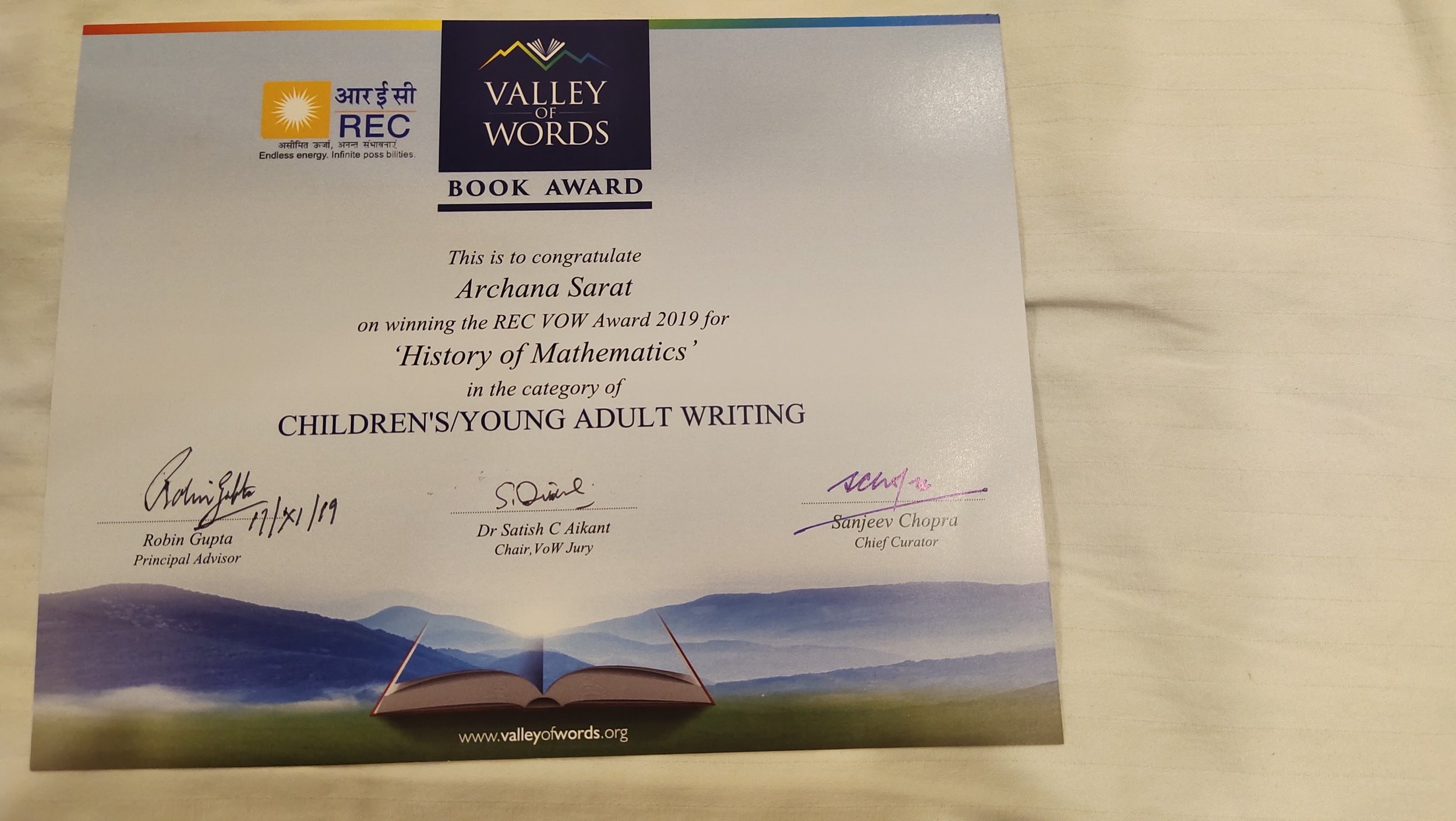 REC VOW Award 2019