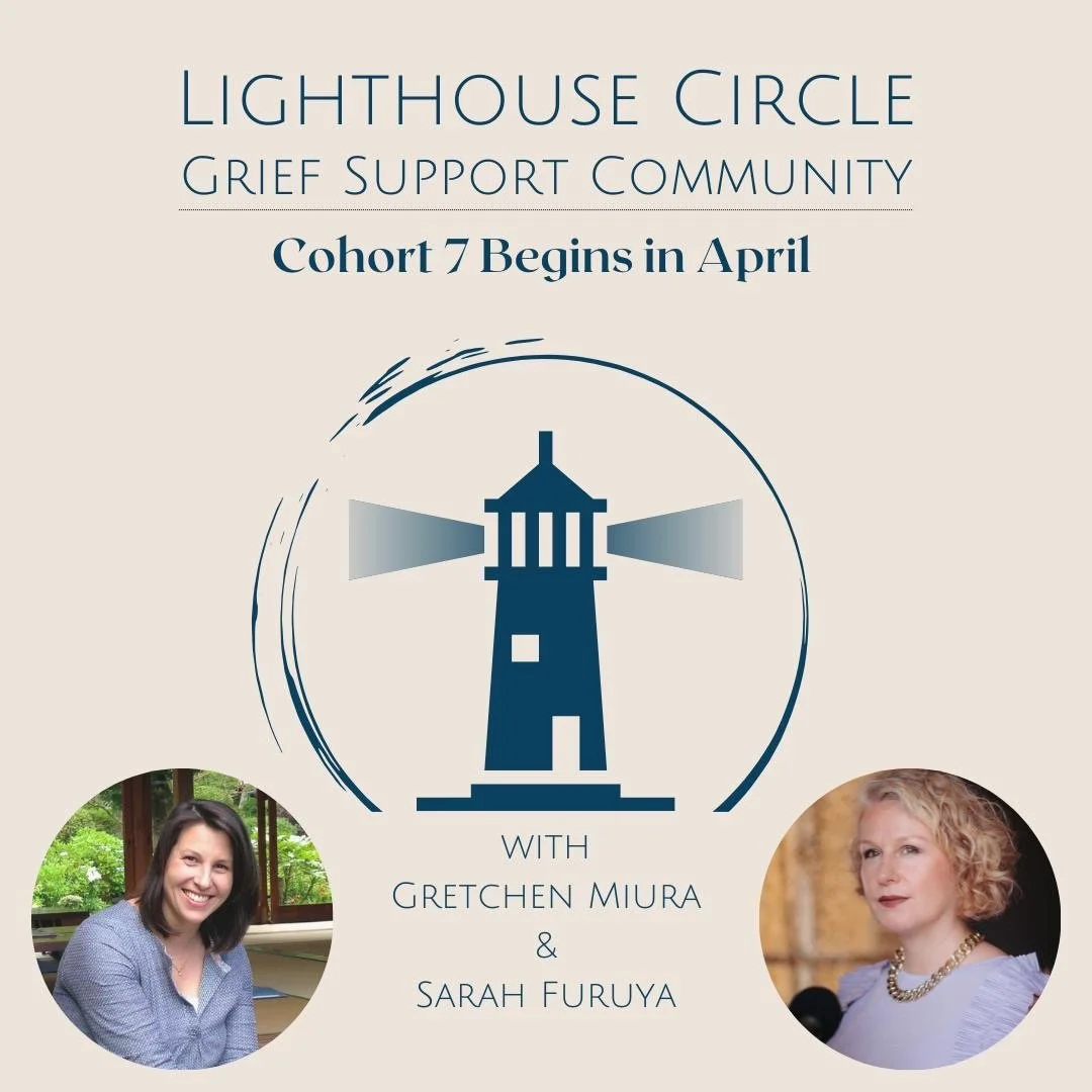👋 Meet the guides behind the Lighthouse Circle 🕯️

Sarah Furuya is a life &amp; executive coach based near Kamakura, Japan, passionate about grief, death taboos, and honoring those we've lost.

Gretchen Miura is a grief educator trained under David