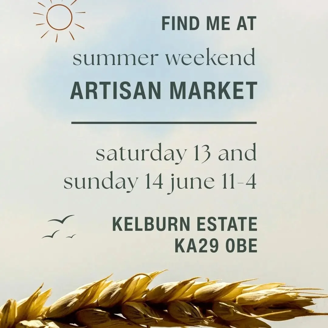 New Venue. 

Next weekend you can find us @ Kelburn Estate along with many other talented artists. 
It feels like forever since we were last out and about so really looking forward to seeing you there and displaying some of the new pieces I've been w