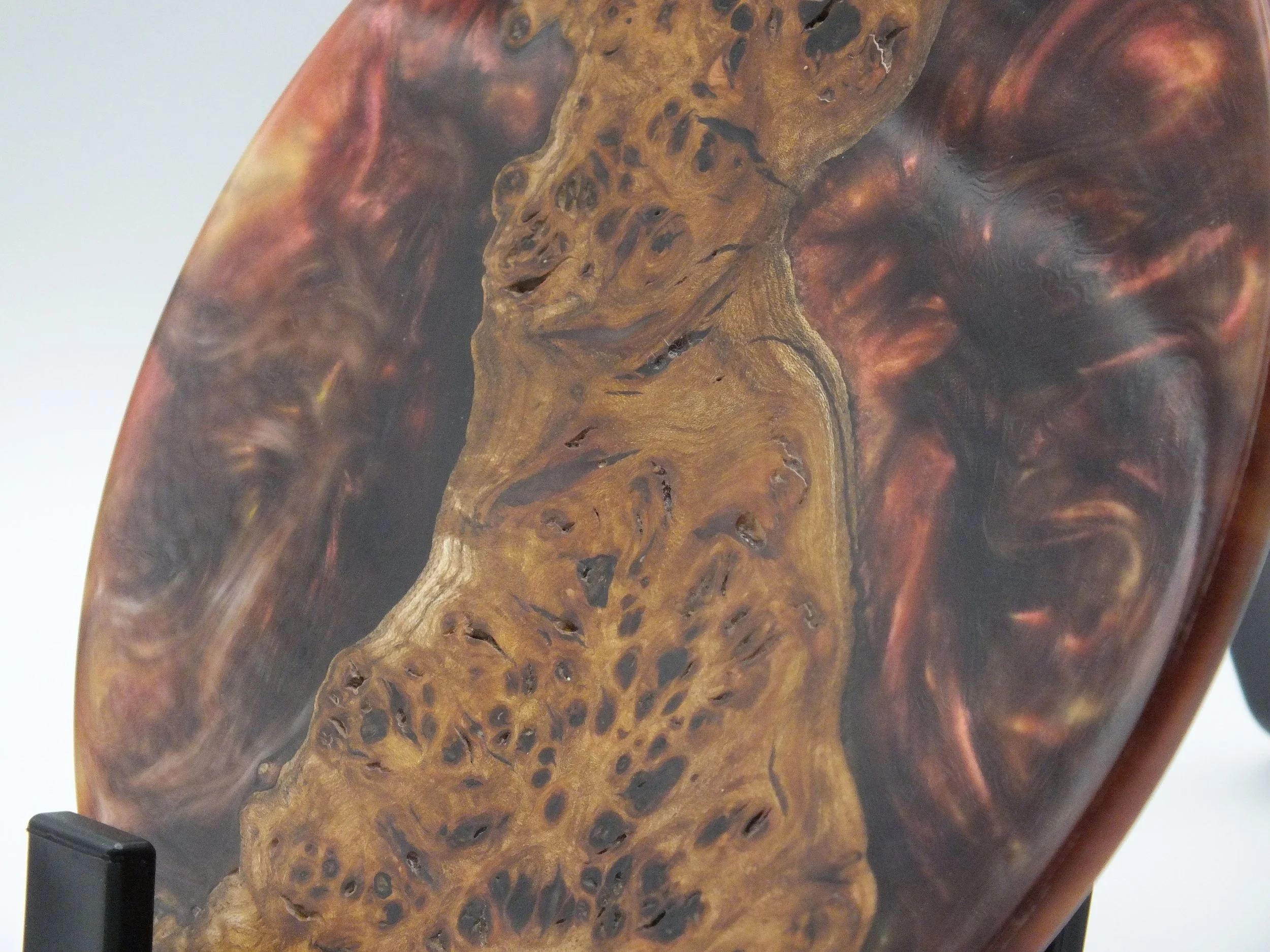 Burr Elm and fiery red resin dish