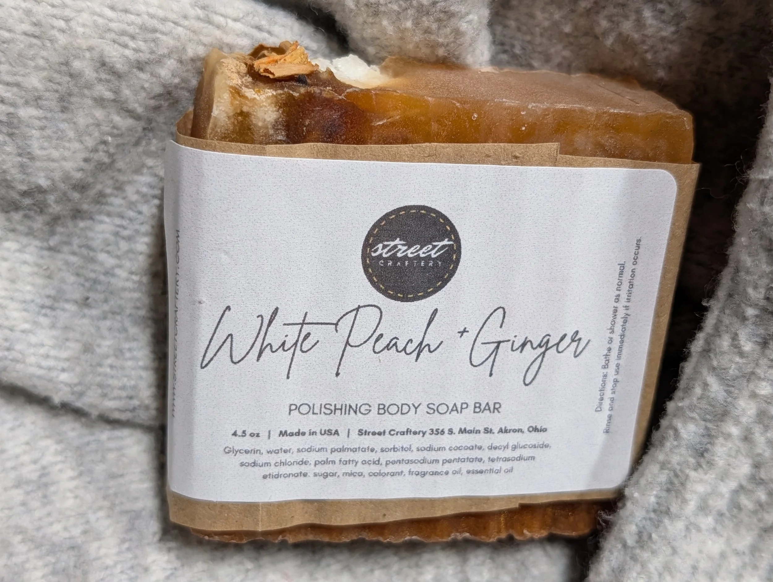 White Peach + Ginger Artisan Soap Bar