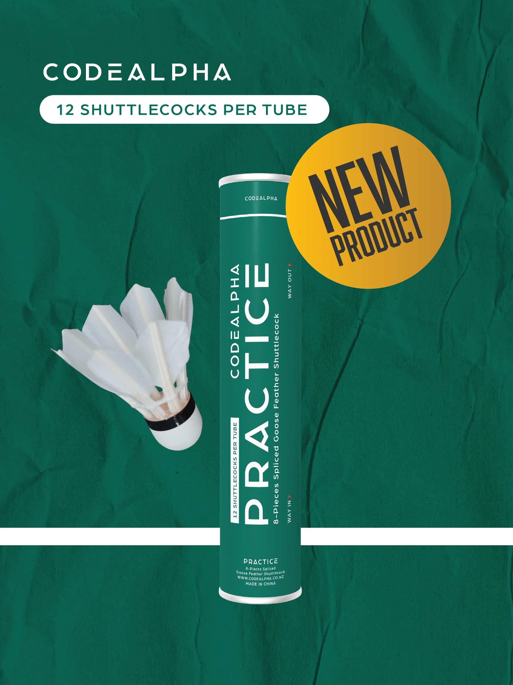 PRACTICE 8-Piece Spliced Goose Feather Shuttlecock