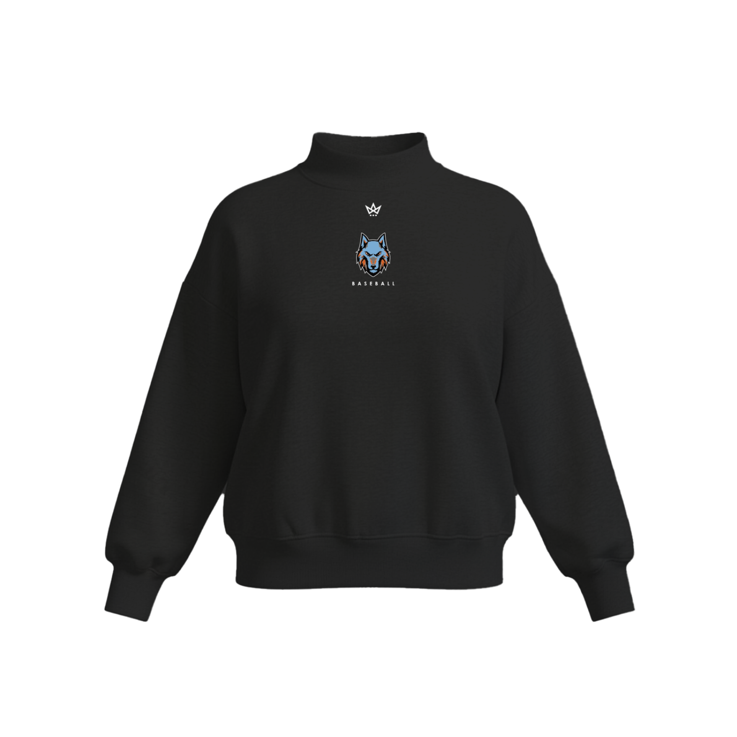 BALLANTYNE RIDGE HS WOMEN'S COTTON FLEECE MOCKNECK - EMB [BLACK]
