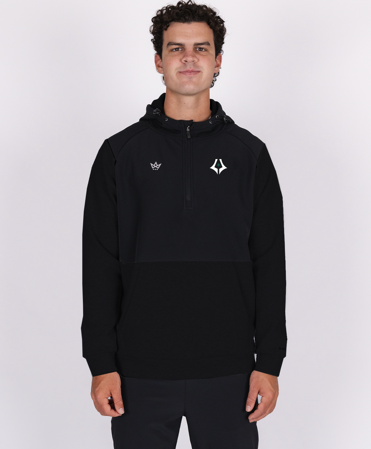 LAX LAB COACHES ROYALKNIT PANELED HOODIE - ONYX/ONYX
